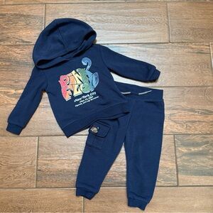 Pink Floyd Toddler 2 Piece Sweatsuit Sweatpants & Hoodie Navy Blue Sz 18M